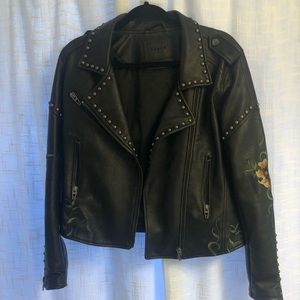 Blank NYC floral leather jacket